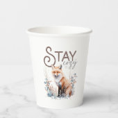 Gobelets En Papier Restez confortable Woodland Fox Noël (Verso)