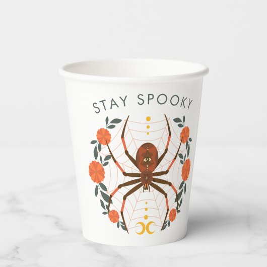 Gobelets En Papier Restez Éffrayant Halloween Party Spider (Verso)