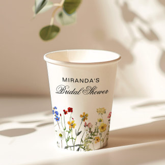 Gobelets En Papier Retour de mariage minimaliste à fleurs sauvages