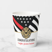 Gobelets En Papier Retraite des pompiers Red Line Flag Félicats (Verso)