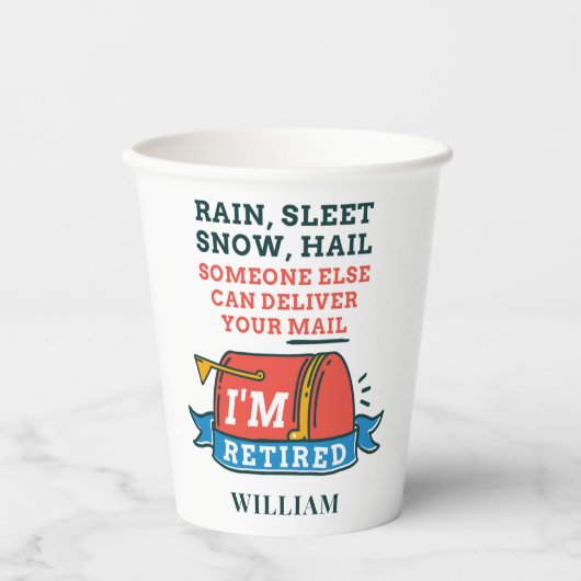 Gobelets En Papier Retraité Postal Worker Custom Mailman Retraite (Recto)