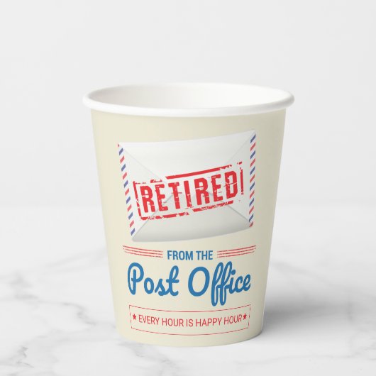 Gobelets En Papier Retraité Poste Travailleur Mailman Parti de retrai (Verso)