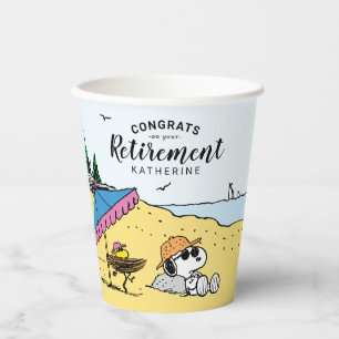 Gobelets En Papier Retraite Snoopy & Woodstock sur la plage