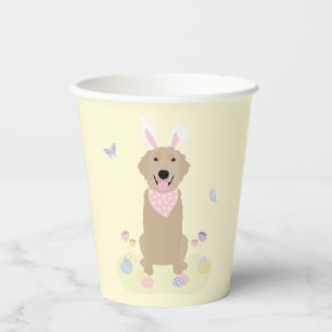 Gobelets En Papier Retriever doré Bunny de Pâques