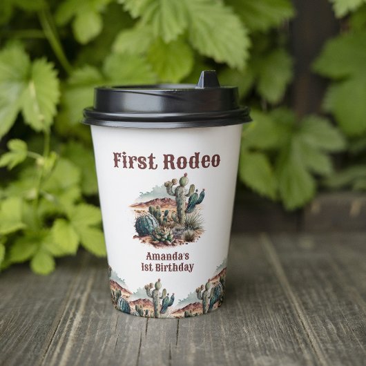 Gobelets En Papier Retro 1er Rodéo Cactus Occidentaux Anniversaire