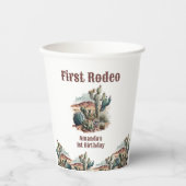 Gobelets En Papier Retro 1er Rodéo Cactus Occidentaux Anniversaire (Recto)