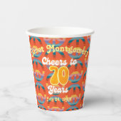 Gobelets En Papier Retro 60's Cheers to 70 ans Personnalisé (Recto)