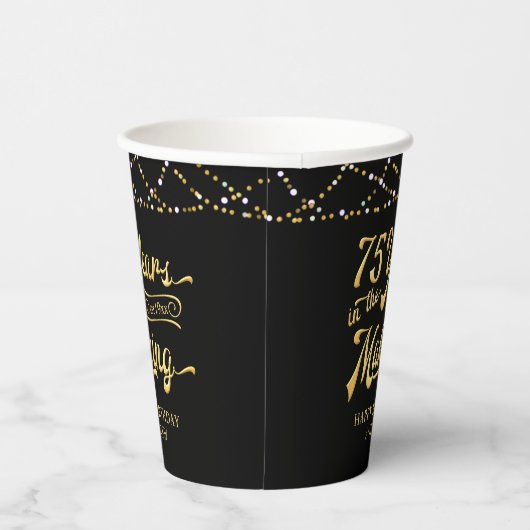 Gobelets En Papier Rétro 75e anniversaire 75 ans dans les lumières (Droite)