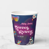 Gobelets En Papier Retro 80's Sweet 16 fête d'anniversaire (Recto)