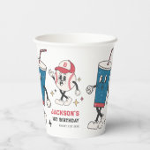 Gobelets En Papier Retro Baseball Vibes Boy Anniversaire (Verso)