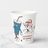 Gobelets En Papier Retro Baseball Vibes Boy Anniversaire (Recto)