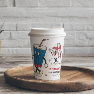 Gobelets En Papier Retro Baseball Vibes Boy Anniversaire