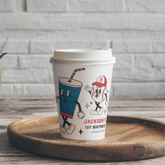 Gobelets En Papier Retro Baseball Vibes Boy Anniversaire