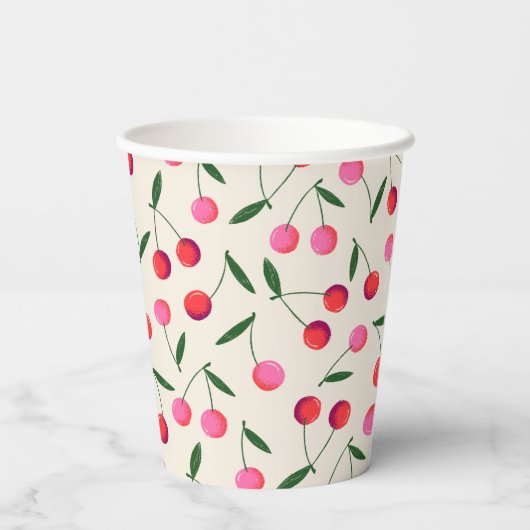 Gobelets En Papier Retro Berry Cherry fête d'anniversaire (Verso)