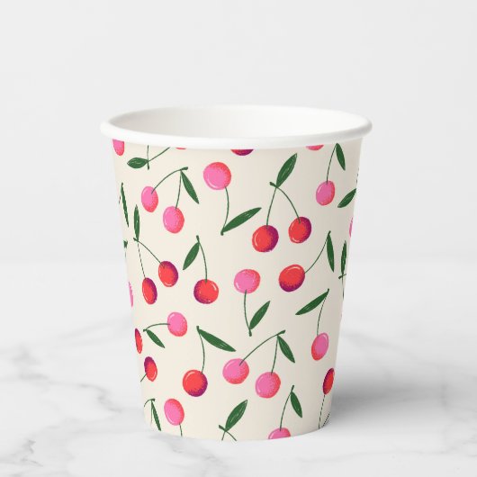 Gobelets En Papier Retro Berry Cherry fête d'anniversaire (Recto)