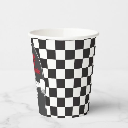Gobelets En Papier Retro Black Check Skateboard Anniversaire (Gauche)