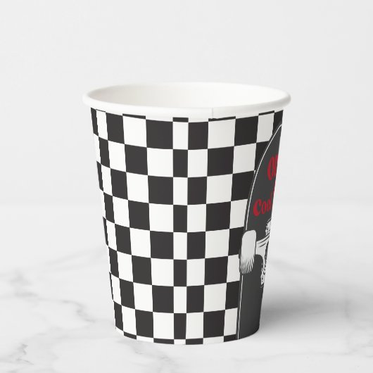 Gobelets En Papier Retro Black Check Skateboard Anniversaire (Droite)