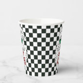 Gobelets En Papier Retro Black White Checkered Santa Claus Christmas (Gauche)