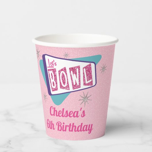 Gobelets En Papier Retro Bowling Anniversaire 50's Tenpin Paper Cup (Recto)