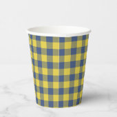 Gobelets En Papier Retro Buffalo Plaid Tartan Motif jaune bleu (Droite)