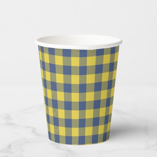 Gobelets En Papier Retro Buffalo Plaid Tartan Motif jaune bleu (Droite)