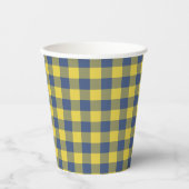 Gobelets En Papier Retro Buffalo Plaid Tartan Motif jaune bleu (Recto)