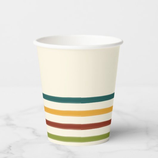 Gobelets En Papier Retro Camp Striped Paper Cups Summer Party (Recto)