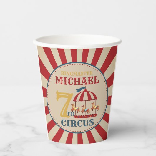 Gobelets En Papier Retro Carousel Circus Carnival Coupes de papier d' (Recto)