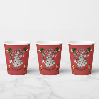 Gobelets En Papier Retro Cartoon Noël Joyeuse saison