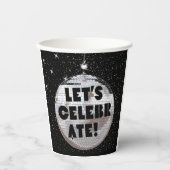 Gobelets En Papier Retro Célébrons Anniversaire Disco Ball Noir (Recto)