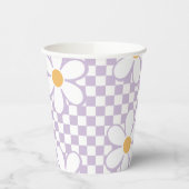 Gobelets En Papier Retro Checker Lilac Daisy anniversaire (Gauche)