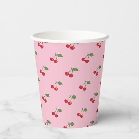 Gobelets En Papier Retro Cherries Motif Rose Paper Cup (Verso)