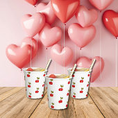 Gobelets En Papier Retro Cherry Berry 1er anniversaire Rouge et vert