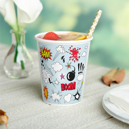 Gobelets En Papier Retro Comic Explosion Pop Art