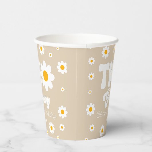 Gobelets En Papier Retro Daisy Flower Two Super 2e fête d'anniversair (Droite)
