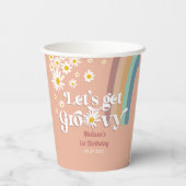 Gobelets En Papier Retro Daisy Obtenons Super Anniversaire (Verso)