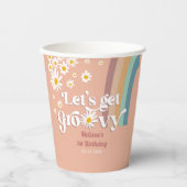 Gobelets En Papier Retro Daisy Obtenons Super Anniversaire (Recto)