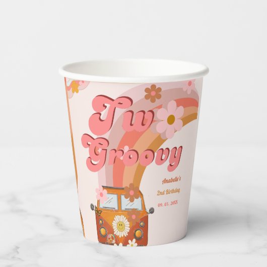 Gobelets En Papier Retro deux Super Daisy Flower fête d'anniversaire (Verso)