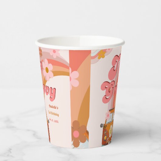 Gobelets En Papier Retro deux Super Daisy Flower fête d'anniversaire (Gauche)