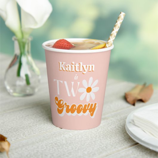 Gobelets En Papier Retro Deux Super filles 2e anniversaire (Insitu)