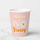 Gobelets En Papier Retro Deux Super filles 2e anniversaire (Recto)