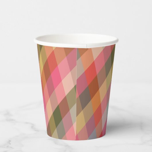 Gobelets En Papier Retro Diagonal Noël Plaid mignonne Preppy Holiday (Droite)