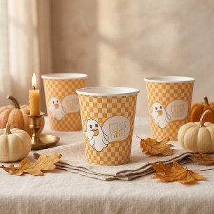 Gobelets En Papier Rétro Fantôme Mignon Halloween