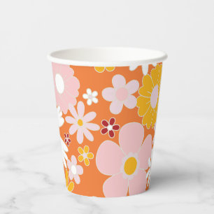 Gobelets en papier rétro floraux pour anniversaire