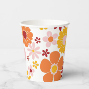 Gobelets en papier rétro floraux pour anniversaire