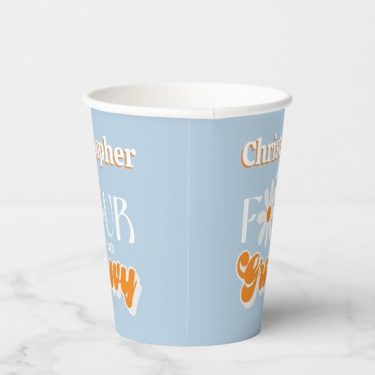 Gobelets En Papier Retro Four Ever Super Boys 4e anniversaire (Droite)