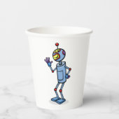 Gobelets En Papier Retro Futuristic Robot Character Waving (Recto)
