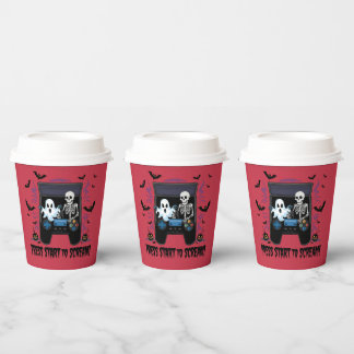 Gobelets En Papier Rétro Gamer Halloween - Squelette Borne d'arcade