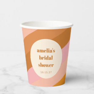 Gobelets En Papier Rétro Géométrique Rose Orange Mariage sur Mesure C