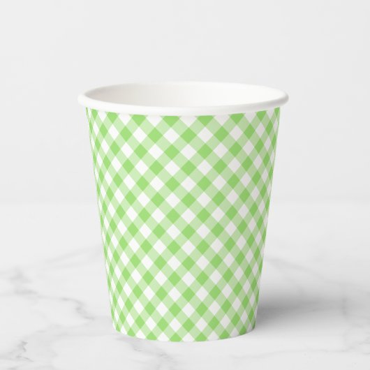 Gobelets En Papier Retro Gingham Spring Green (Recto)